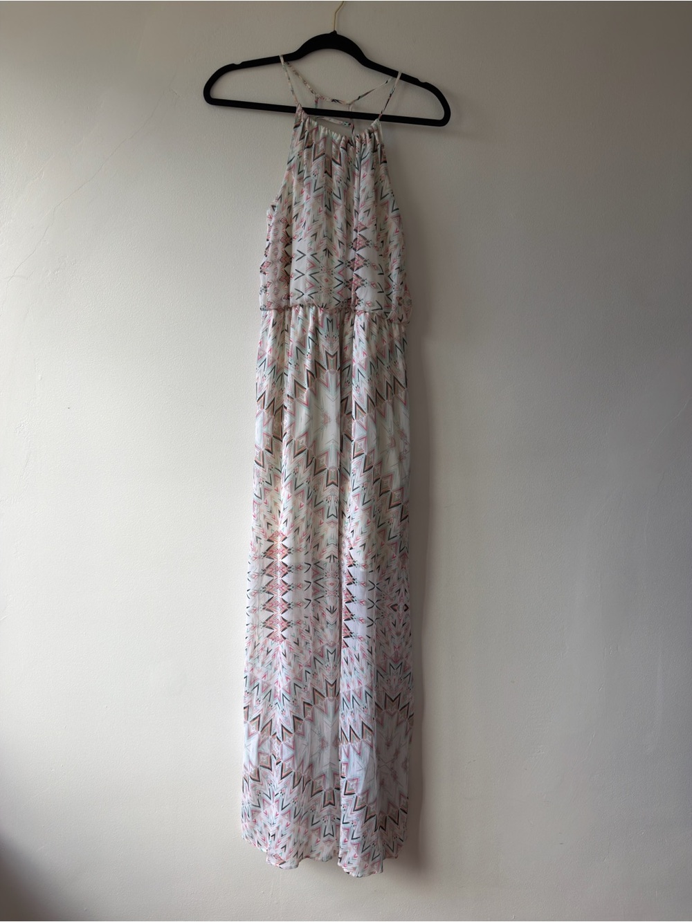 Sleeveless Printed Maxi Dress - White/Pastel